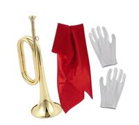 Harilla Trompeta de Vítores, Trompeta de Caballería de 32 Cm con Guantes Y Paño Rojo, Instrumento de Viento Metal para Profesionales, Espectáculos de Práctica