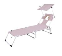 Harilla Tumbona Plegable Exterior con Agujero Facial para Masaje elajacion Estructura Acero al Carbono Oxford 600D Acuada para Lectura Siesta y en Terraza O Piscina, Rosa Cerezo