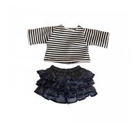 Harilla Vestido para Muñeca Articulada Conjunto de Ropa para BJD 1/8 20cm con Camiseta de Rayas y Falda con Tejido Adecuado para Juego Creativo Exhibición, Negro+Blanco, Set+De+Rayas