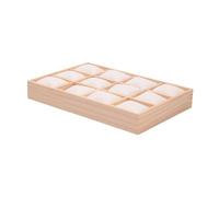 Harilla Vitrina para relojes con almohadas de terciopelo, 12 ranuras, de madera, práctica caja para guardar pulseras, organizador de joyas para joyería, Terciopelo Blanco