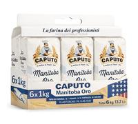 Harina Caputo Manitoba Oro, Origen Italiana, elástica de alto valor proteico, ideal para repostería y productos fermentados, Tipo Harina 0, Contiene 6 unidades de 1 Kg