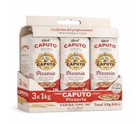 Harina Caputo Pizzeria, Origen Italiana, ideal para masas de alta hidratación, ligera y perfectamente levada, Recomendado para la clásica pizza napolitana, Tipo 00, Contiene 3 unidades de 1 Kg