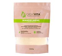 Harina de almendras GreatVita natural y blanqueada, harina fina de almendras molidas, ideal para cocinas bajas en carbohidratos, hornear y empanar, rica en proteínas y fibra, vegana (1000 g (6