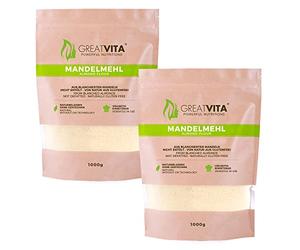 Harina de almendras MeaVita, natural, blanqueada, paquete de 2 (2 x 1000g) en una bolsa