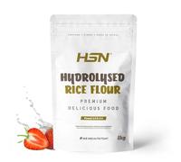 Harina de Arroz Hidrolizada de HSN | Fresa 1 Kg = 25 Tomas por Envase | Para Tomar en Batido | Ideal batidos de carbohidratos y proteínas para celiacos | No-GMO, Vegano, Sin Gluten