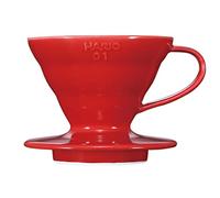 Hario V60 - Cafetera de cerámica con gotero para verter sobre cono, tamaño 01, color rojo