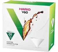 Hario V60 Filtro de café de papel, tamaño 01, blanco, caja de 100 unidades