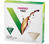 Hario V60-01 filtros de papel sin blanquear Misarashi VCF-01-40M 40 piezas