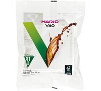 Hario VCF01100W - Filtros de papel blancos para dripper de 2 tazas, 100 unidades, compatibles con el tamaño 01