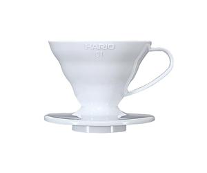 HARIO VDR-01-W V60 01 - Gotero de café blanco transparente para 1-2 tazas