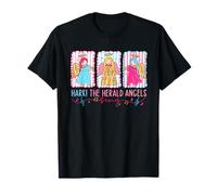 Hark The Herald Angels Rosa Azul Navidad Fe Jesús Camiseta