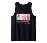 Hark The Herald Angels Rosa Azul Navidad Fe Jesús Camiseta sin Mangas