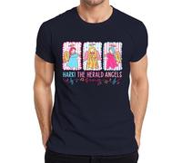 Hark The Herald Angels Sing Christmas Angel Pastel Regalo Camiseta Hombre, azul marino, XXL