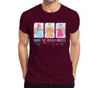 Hark The Herald Angels Sing Christmas Angel Pastel Regalo Camiseta Hombre, granate, S