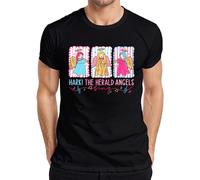 Hark The Herald Angels Sing Christmas Angel Pastel Regalo Camiseta Hombre, Negro , M