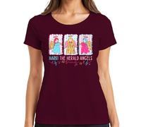 Hark The Herald Angels Sing Navidad Ángel Pastel Regalo Camiseta Mujer, granate, S