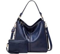 Harlang Bolsos para mujeres grandes diseñador señoras Hobo bolso cubo bolso cuero sintético, azul (Azul / Patchwork), Medium