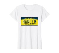 Harlem NYC Manhattan NY New York Neighborhood Matrícula Camiseta gráfica económica, Mujer, Blanco, S