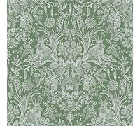 Harlen Woodland Animals - Papel pintado para pared, diseño de erizo, conejo, damasco, verde World of Wallpaper 50342