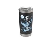 Harlequin Great Danés Howling to the Moon Retro 90's Dog Vaso térmico de acero inoxidable de doble pared