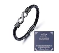 Harlermoon To My Man, Infinity - Pulsera de cuero para marido, regalos de esposa, "I Love You Forever and Always", pulsera de novio, aniversario, cumpleaños, Navidad, padres, San Valentín, regalos