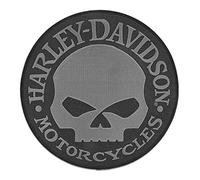 Harley-Davidson 8 in. Embroidered Willie G Skull Logo Emblem Sew-On Patch - Gray