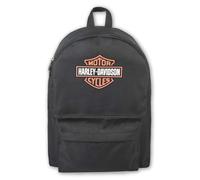Harley-Davidson Bar & Shield Mochila Gráfica con Correas Ajustables - Negro/Naranja, Negro, 43 cm x 32 cm x 12,7 cm