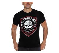 Harley-Davidson - Camiseta de Manga Corta con Cuello Redondo para Hombre, Negro, Large