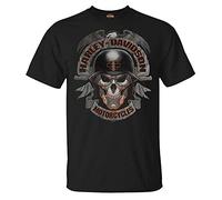 Harley-Davidson - Camiseta de Manga Corta con Cuello Redondo y Calavera gélida para Hombre, Color Negro, Negro, X-Large