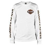 Harley-Davidson - Camiseta de Manga Larga para Hombre, Color Naranja, Blanco, 4X-Large