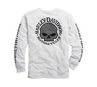 HARLEY-DAVIDSON Camiseta de manga larga para hombre, color negro, manga larga, de algodón, suéter, Blanco, XL