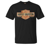 Harley-Davidson Camiseta negra con barra y escudo alargados desgastados para hombre 30296553 (3XL)