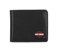 Harley-Davidson Cartera de Bloqueo RFID de Cuero Genuino para Hombre, Negro (Caucho Patch Passcase), Talla única, Billetera de Bloqueo RFID de Cuero Genuino para Hombres