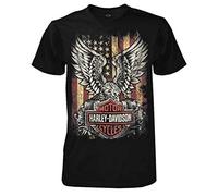 Harley-Davidson Custom Freedom - Camiseta de manga corta con cuello redondo para hombre, color negro, Negro, Medium