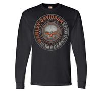 Harley-Davidson Halo Willie G Skull - Camisa de manga larga con cuello redondo para hombre, color negro, Negro -, XXX-Large