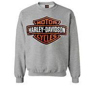 Harley-Davidson Mens Bar & Shield Long Sleeve Crew Neck Fleece Sweatshirt, Gray