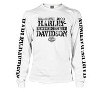 Harley-Davidson Men's Distressed Freedom Fighter Long Sleeve Shirt, White