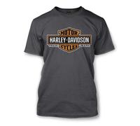Harley-Davidson Men's Elongated Orange Bar & Shield Charcoal T-Shirt 30291961