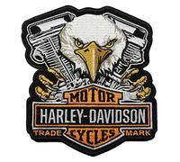 Harley-Davidson Parche bordado con emblema de águila arrebatada, 12,7 cm, color negro