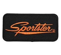 Harley-Davidson Parche bordado para coser con el emblema Sportster de 4 pulgadas, color negro y naranja, Negro -, 4" x 2"