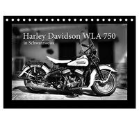 Harley Davidson WLA 750 in Schwarzweiss (Tischkalender 2026 DIN A5 quer), CALVENDO Monatskalender: Den Mythos Harley Davidson spüren