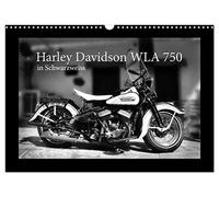 Harley Davidson WLA 750 in Schwarzweiss (Wandkalender 2026 DIN A3 quer), CALVENDO Monatskalender: Den Mythos Harley Davidson spüren