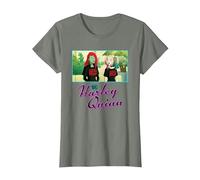 Harley Quinn and Poison Ivy Suicide Squad Gear Camiseta, Mujer, Verde Militar Jaspeado, XS
