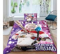 Harley Quinn Funda De Edredón Funda Nórdica Impresión 3D Digital Familiar Y Niños con Cremallera Y Funda De Almohada Juego De Cama Microfibra 2 Piezas Single（135x200cm）