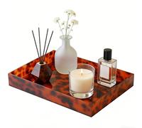 HARLIANGXY Bandeja decorativa rectangular, bandeja decorativa roja, bandeja cosmética de acrílico, bandeja organizadora de maquillaje, bandeja de valet para salón, dormitorio, baño (rojo, 30 x 20 x 5