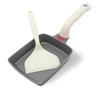 HARLIANGXY Tamagoyak Sartén, Tortilla Japonesa Sartén Tamago Mini Sartén con Espátula de Silicona, Antiadherente Panqueques Huevo, Rectangular, Gris, 20 x 15 cm