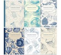 Harloon 6 Pcs Composition Notebooks College Ruled 9/32-inch Paper Vintage Ocean Composition Notebook 110 Page 7-1/2" x 9-3/4" Retro Journal Back to School Gift for Teacher Student First Day of School