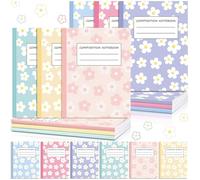 Harloon 6 Pcs Composition Notebooks Wide Ruled Paper Colorful Flower Composition Notebook 110 Page 7-1/2" x 9-3/4" Colorful Journal Back to School Gift for Teacher Student First Day of School