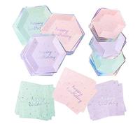 Harlow & Grey Sprinkles - Kit de cumpleaños pastel de 60 piezas multicolor, platos de papel y servilletas, cumpleaños, fiesta infantil, cumpleaños del bebé, suministros desechables para fiesta