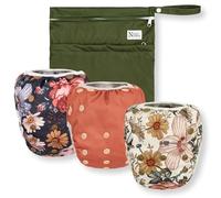 Harlow Swim - Pañales de natación reutilizables y bolsa húmeda, talla única, totalmente ajustable, paquete de 3 unidades con bolsa húmeda Nora's Nursery